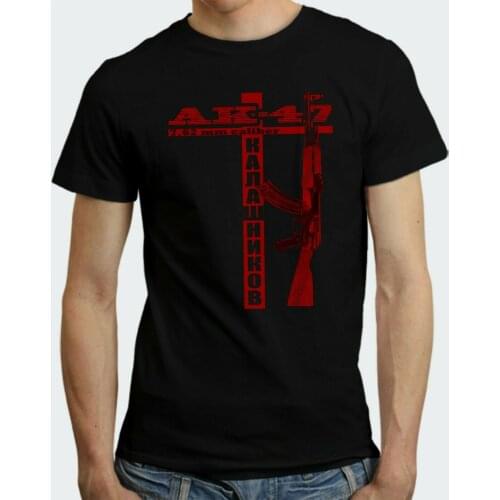 T-Shirt AK-47 RUSSIAN GUN USSR KALASHNIKOV NAVY BLACK S - 3XL