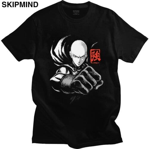 Novelty One Punch Man Anime T Shirt Mens Short Sleeves Cotton T-shirt Summer Strongest Superhero Manga Saitama Sensei Tee Tops