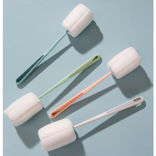 Sponge Cup Cleaning Brush Long Handle Water Cup Bottle Glass Brush Color Contrast Sponge Brush CLH@8