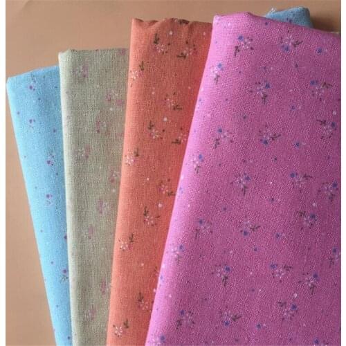 Floral Printed Cotton Linen Blend Fabric Textile Patchwork Canvas Material DIY Sewing Quilting Cloth Various Color Width 150cm