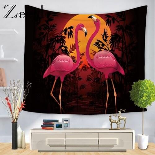 Zeegle Flamingo Print Indian Tapestry Hippie Wall Hanging Bohemian Bedspread Bedroom Living Room Decor Tapestry