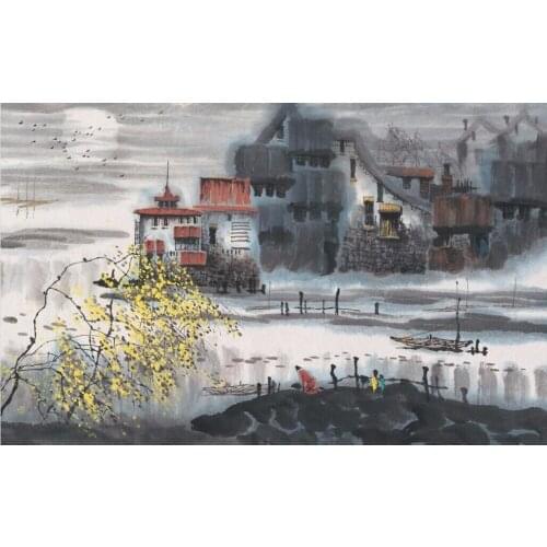 Ink painting The wooden puzzle 1000 pieces ersion jigsaw puzzle white card adult childrens educational toys