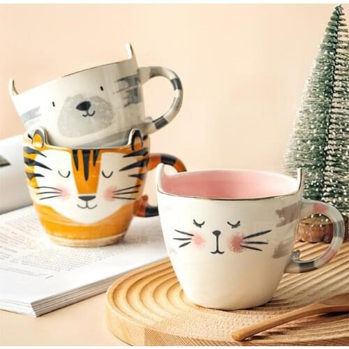Ceramic Mug Drinkware Cartoon Animal 400ML White Phnom Handle Drink Coffee Large Cup Tea Milk Juice Gift Home Kitchen Supplies