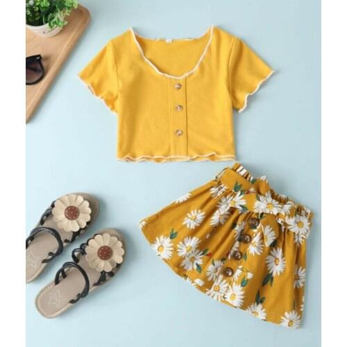 Summer 2pcs Toddler Kids Baby Girl Clothes Set Short Sleeve Tops T Shirt Mini Skirts Outfit Party Princess Outfits