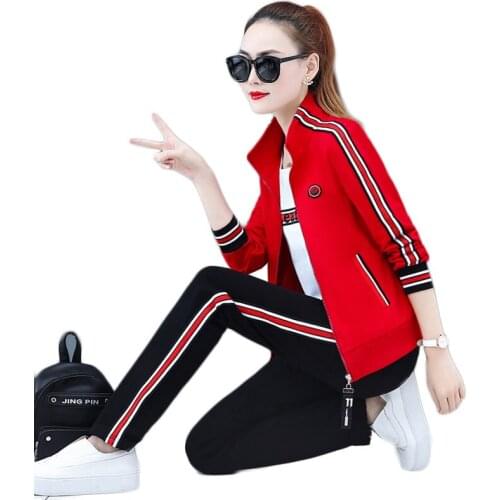 Top selling product in 2021Lady clothes set Sporting suit female Youth clothing Casual sportswear Spring/autumn 3 piece set 318