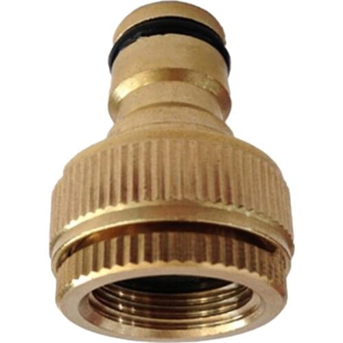 Brass Garden Hose Tap Connector 1/2 Inch and 3/4 Inch 2-in-1 Female Threaded Faucet Adapter