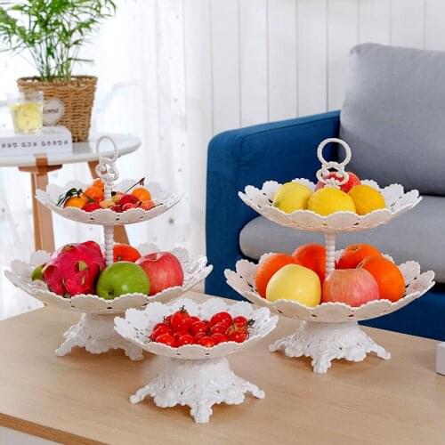 Multi-layer Fruit Plate Modern Creative Fruit Bowl Nordic Style Snack Fruit Basket Tableware White Hollow Cupcake Display Stand