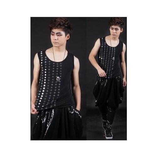 Lens Singer stage black mens vest men pullover brand roupas masculinas sexy tank 1 camisetas regatas Customizable