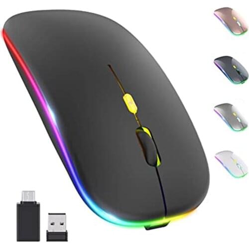 Erilles Rechargeable Optical Wireless Mouse Slient Button With backlight Mini Optical Ultrathin USB 2.4G Mice Computer Laptop PC