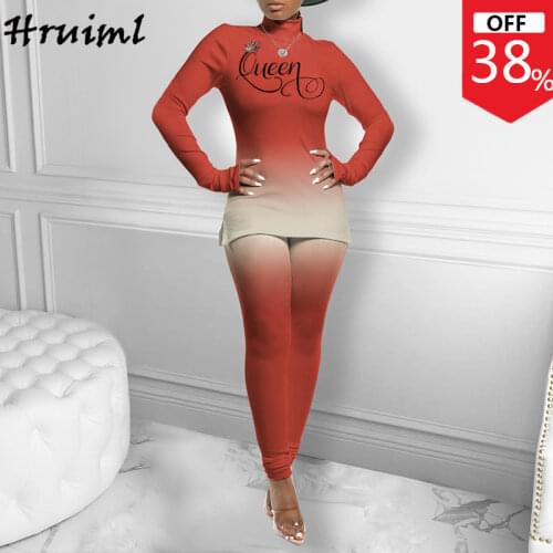 Outfits for Women Hot Sale Fashion Casual Gradient Color Printing Two-piece Suit Elastic Waist Pullover Conjunto Chandal Mujer