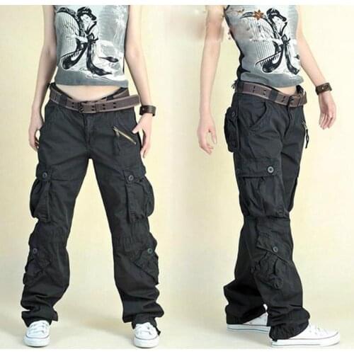 New Tide Women Cargo Pants Cotton Hip Hop Casual Loose Baggy Military Army Tactical Multi-Pocket Camouflage Trousers Plus Size