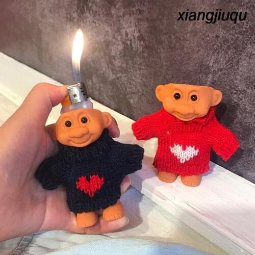 New Cute Retro Sweater Troll Doll Lighter Cover 90s Style Rubber Lighter Cover Interesting Decorative Gift
