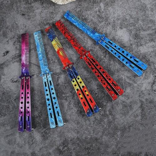 Comb Blade Butterfly Knife Beginner Butterfly Knife Seven-Hole Butterfly Practice Knife Training Knife All-Steel Butterfly