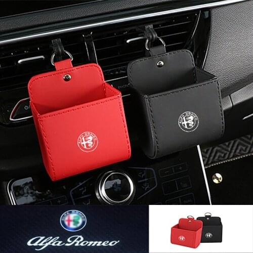Car Air outlet Leather hanging storage bag storage box For Alfa romeo giulia stelvio interior stowing tidying Accessories