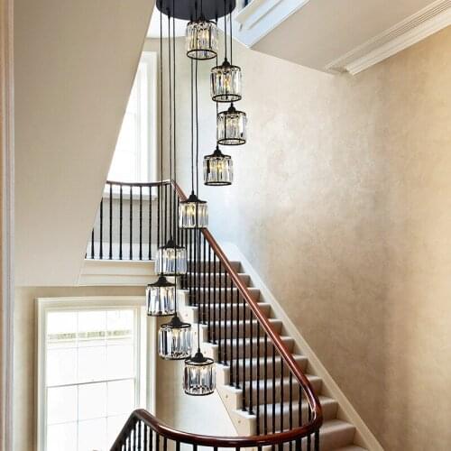 Northern Europe Lights Villa Stair Crystal Pendant Lamps Luxury Post Modern Dining Room Living Room Hanging Lights