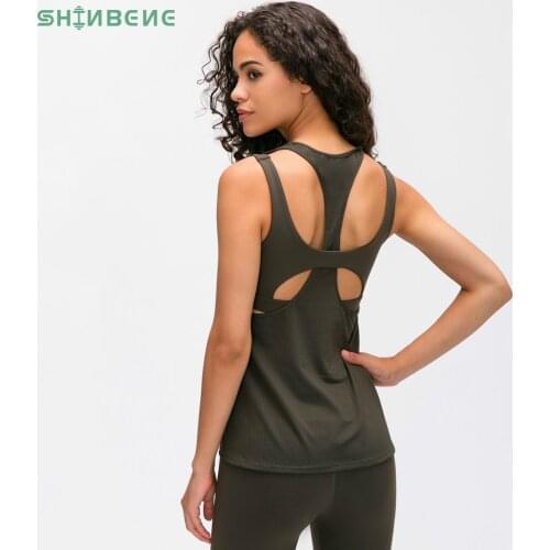 SHINBENE HIGH IMPACT Shockproof Workout Exercise Gym Tank Tops Women Hip Length Sport Fitness Yoga Vests Top with Built-in Bras