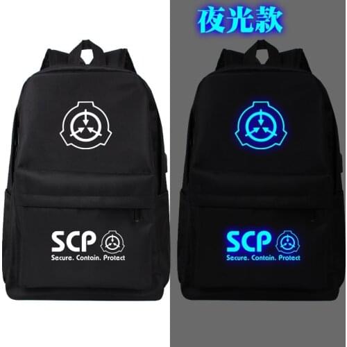 Unisex Anime SCP Foundation Luminous Backpack Cyuunibyou Secure SCP School Student Backpacks
