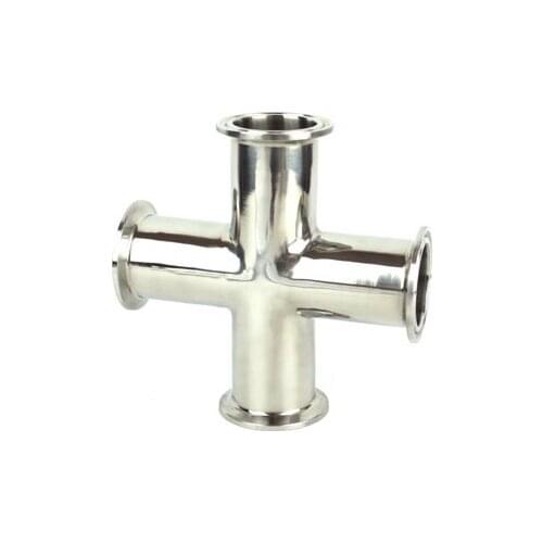 38mm Pipe OD Tri Clamp 50.5mm Feerule OD 304 Stainless Steel 4 Way Cross Sanitary Fitting Home brew