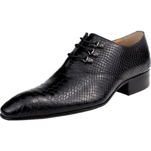 Trending Wedding Brock Shoes for Men Lace Up Genuine Leather Sapato Dress Shoes Office Mens Printing Luxury Oxfords Shoes Adult