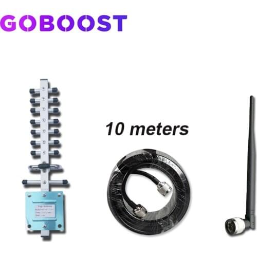 GOBOOST gsm antenna mobile cellular signal booster 2g gsm 900 repeater lte 1800 3g 4g Yagi antenna whip antenna 10m cable kit