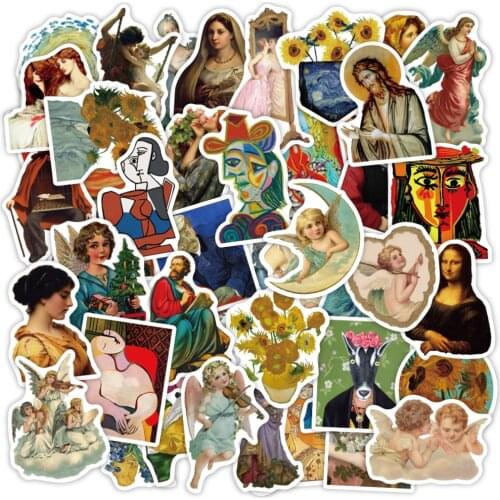 VANMAXX 50 PCS Die Cut, Famous Works Art Stickers Waterproof PVC Decal for Laptop Refrigerator Helmet Bicycle Luggage Guitar