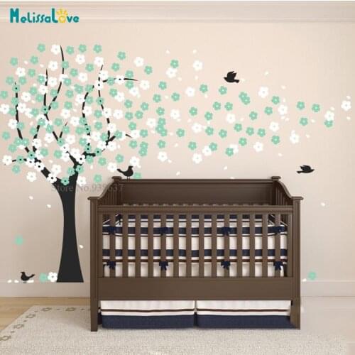 DIY Spring Cherry Blossom Tree Wall Sticker Nursery Decal Kids Baby Room Decor Vinyl Wall Stickers Removable Wallpaper BB072