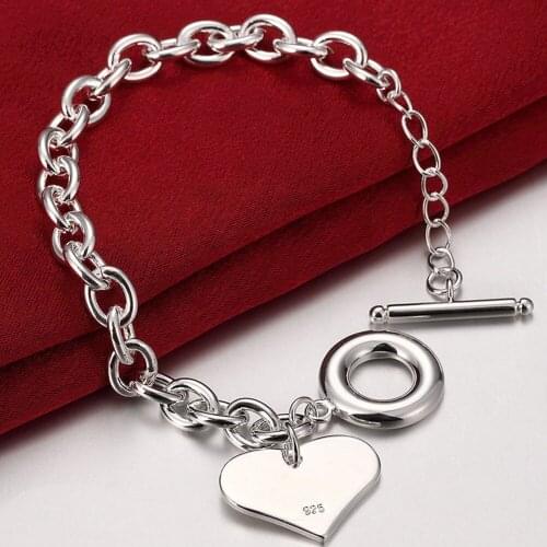 925 Sterling Silver Heart Charm Bracelet Female Classic All-Match Temperament Fashion Birthday Gift Wholesale Jewelry