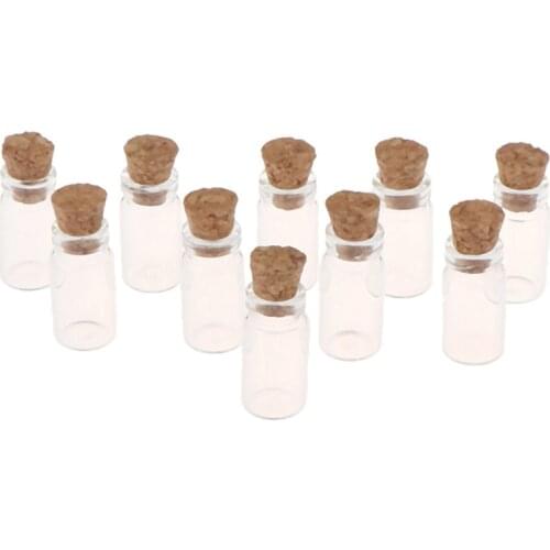 1/10Pcs 1:12 Miniature Display Glass Bottles Jars with Cork for Food Storage Dollhouse Kitchen Accessories