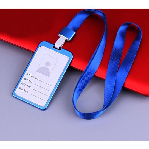 1PC Work Card Holders with Rope Aluminium Alloy Card Holder Employee Name ID Card Cover Metal Work Identity Badge