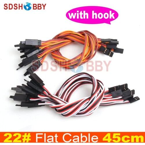 10pcs* 22# 22AWG Futaba JR Flat Extension Cable/ Flat Extension Lead 45cm with Hook