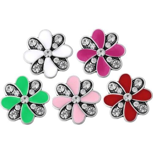 10pcs/lot New DIY 18mm Snap Jewelry Colorful Flower Snap Buttons Charm Bracelet Fit Women Snaps Jewelry Accessories Wholesale