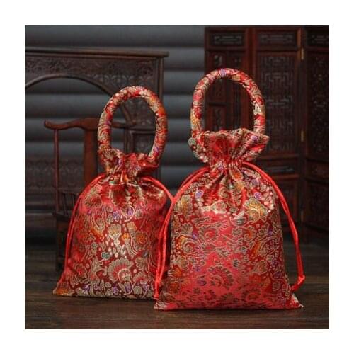 10pcs Handbag Drawstring Wedding Favor Bags Party Candy Chocolate Chinese Silk Satin Gift Pouch Tote Coin Purse