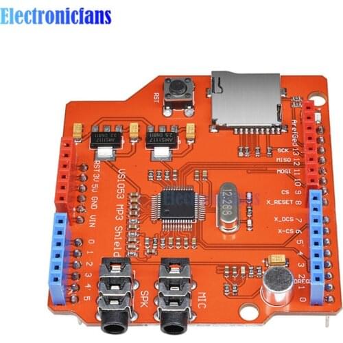 10Pcs VS1053 VS1053B Stereo Audio MP3 Player Shield Record Decode Development Board Module With TF Card Slot For Arduino UNO R3