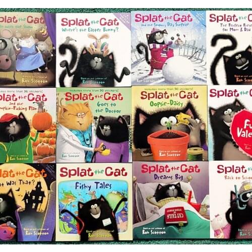 12Pcs/set 20.5x20.5cm Little black cat in kindergarten Best Picture Books Children Baby famous Story Age 1 up Festival Gift book