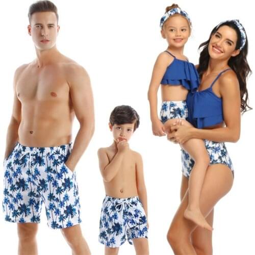 2021 Mother Daughter Son Dad Son Family Matching Print Swimwear Mommy And Me Clothes Men Boy Swimsuit Girl Bathing Suit Bikini