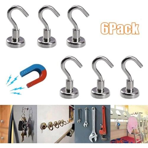 6Pcs Heavy Duty Strong Magnetic Hooks For Storage And Organization Home Kitchen Hanger Hook For Keys Towels D25/D20/D16/D12/D10