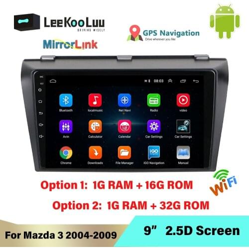 LeeKooLuu 2 Din Android 8.1 Car Radio 9 Inch GPS Navigation Wifi Mirror Link 2Din Car Multimedia Player For Mazda 3 2004 - 2009