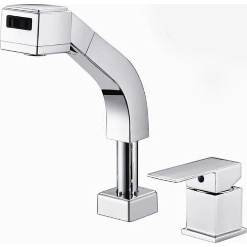 Pull out faucet Polished Chrome Bathroom Faucet.Basin sink Mixer Tap.Torneira Banheiro BF031