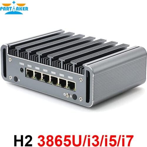 Fanless pfSense Intel Celeron 3865U 3867U 3965U Industrial Mini PC 6 Lans 4*USB3.0 Firewall PC Router HD AES-NI