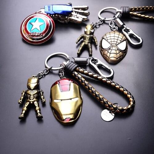 Marvel Spiderman Keychain Avengers Keychain Captain America deadpool Iron Man hulk venom anime figure keyring toys for boys Gift