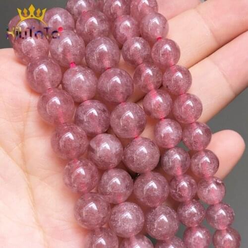 Natural Stone Beads Strawberry Quartz Round Loose Spacer Beads For Jewelry Making DIY Bracelet Accessories 7.5inches 6/8/10mm