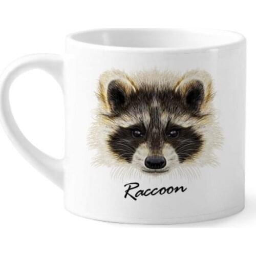 Little Mischievous Brown Raccoon Animal Mini Coffee Mug White Pottery Ceramic Cup With Handle 6oz Gift