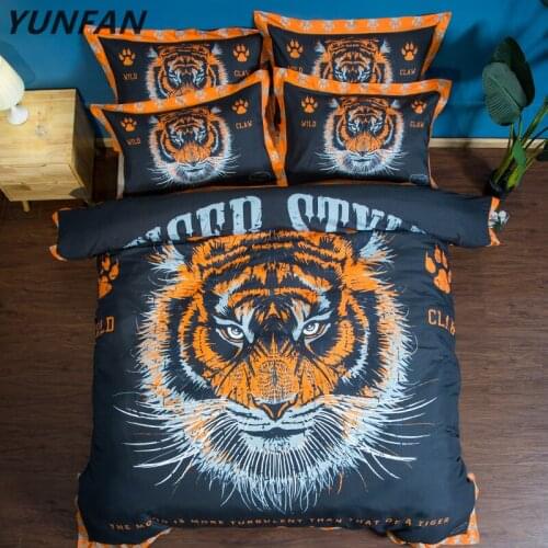 Black yellow Tiger by Pixie Cold Art Bedding Set Animal Duvet Cover Queen Geometric Water Kids Bed Set Colorful Home Textiles