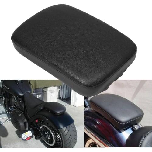 Black Motorcycle Rear Fender Passenger Pillion Pad Seat 8 Suction Cup PU Leather For Harley Sportster XL883 1200 Chopper Custom