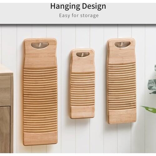 1pc S/M/L Wood Washboard Antislip Thicken Washing Board Clothes Cleaning For Home Laundry Anti-skid Wave-faced Washboard