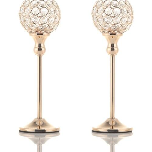 Crystal Tealight Candle Holders Glass Metal Candlesticks Decoration for Home Wedding Table Centerpieces