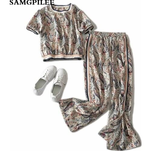 Two piece set women Short Sleeve Womens Set Chiffon Flare Sleeve Tops Pant Set Crop Top womens suits summer clothes for women