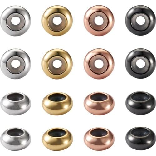 Kissitty Brass Beads with Silicon Slider Beads Stopper Beads Rondelle Cadmium Free & Nickel Free & Lead Free Mixed Color