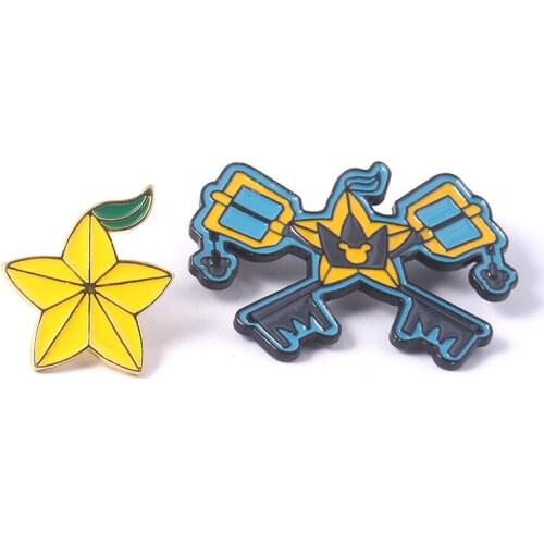 Hot Game Kingdom Hearts Sora Key Keyblade Paopu Fruit Cartoon Cute Enamel Alloy Badge Brooch Pin Lapel Accessories Brooches