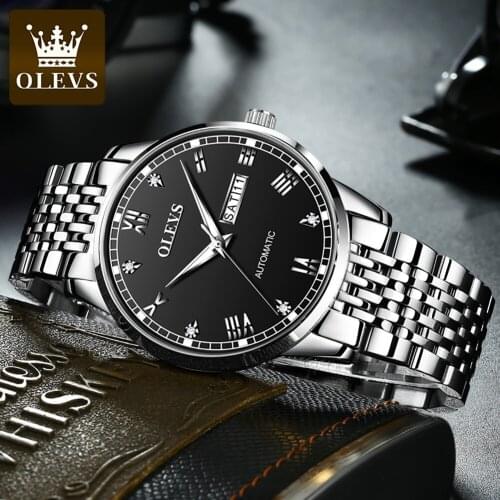 OLEVS 2021 New Fashion Mens Watches with Stainless Steel Top Brand Luxury Sports Waterproof calendar Watch Men Relogio Masculino